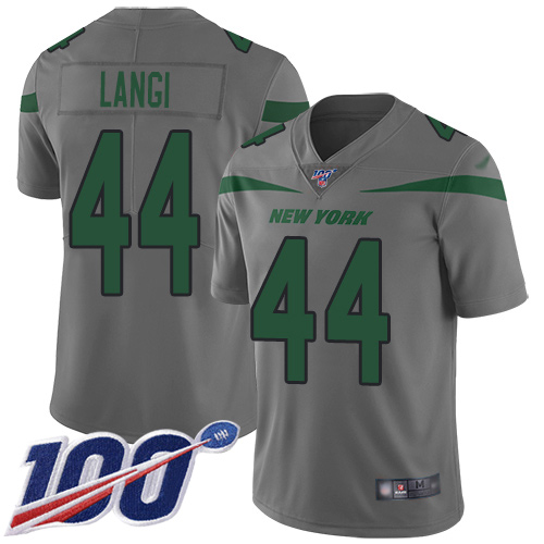 New York Jets Limited Gray Men Harvey Langi Jersey NFL Football #44 100th Season Inverted Legend